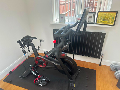 Peloton bike with mat - bike, and